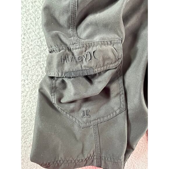 Hurley Board Shorts Swim Trunks Mens 32 Black Pockets Drawstring Polyester - Picture 6 of 9